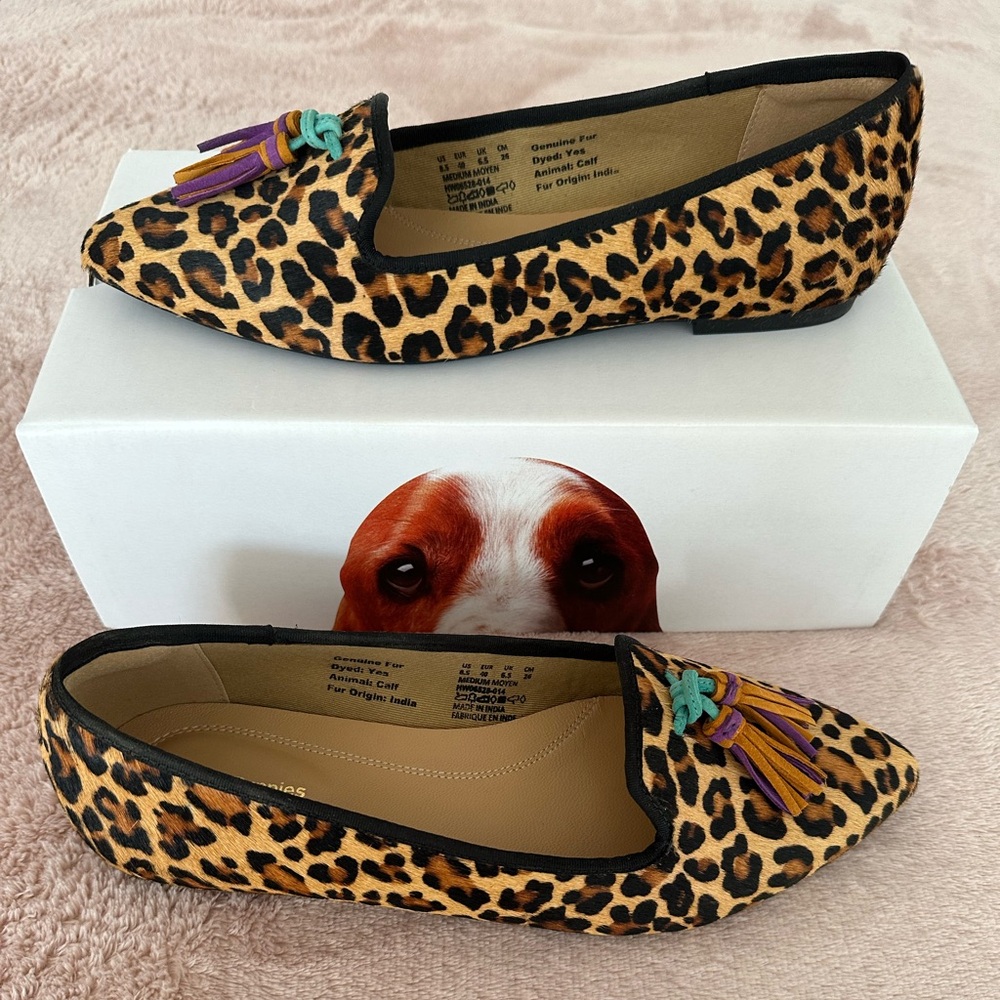 Hush Puppies Sadie Tassel Slipon Cheetah calf hair Size 8.5